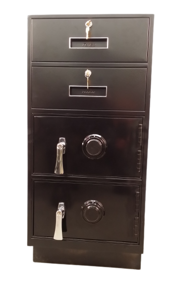 Fenco F-207 Pedestal Unit with 2 Locking Box Drawers and 2 Steel Plate Lockers
