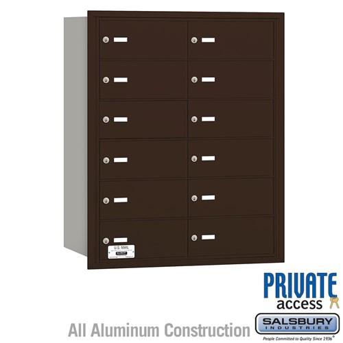 Salsbury 4B+ Horizontal Mailbox - 12 B Doors - Bronze - Rear Loading - Private Access