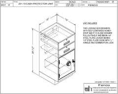 Fenco F-201 Money Drop Pedestal Unit with 2 Locking Box Drawers