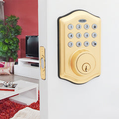 Honeywell 8712009 Electronic Deadbolt Door Lock with Keypad in Polished Brass