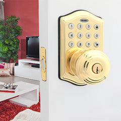 Honeywell 8732001 Electronic Entry Knob Door Lock with Keypad in Polished Brass