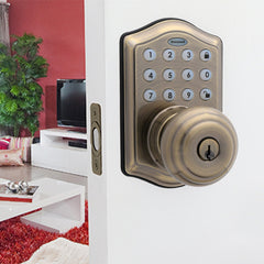 Honeywell 8732101 Electronic Entry Knob Door Lock with Keypad in Antique Brass