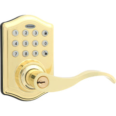 Honeywell 8734001 Electronic Entry Lever Door Lock with Keypad in Polished Brass