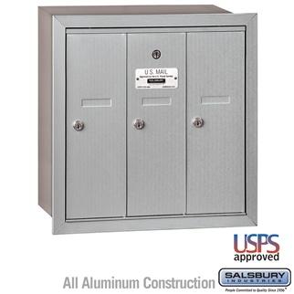 Salsbury 4B Vertical Mailbox - 3 Doors - Recessed Mounted - USPS Access
