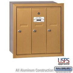 Salsbury 4B Vertical Mailbox - 3 Doors - Recessed Mounted - USPS Access