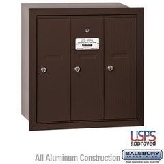 Salsbury 4B Vertical Mailbox - 3 Doors - Recessed Mounted - USPS Access