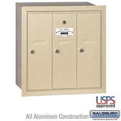 Salsbury 4B Vertical Mailbox - 3 Doors - Recessed Mounted - USPS Access