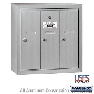 Salsbury 4B Vertical Mailbox - 3 Doors - Surface Mounted - USPS Access