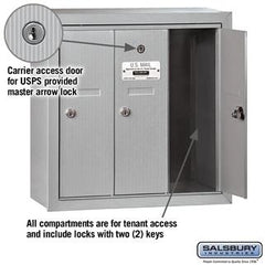 Salsbury 4B Vertical Mailbox - 3 Doors - Surface Mounted - USPS Access