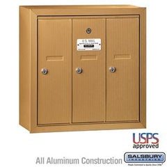 Salsbury 4B Vertical Mailbox - 3 Doors - Surface Mounted - USPS Access