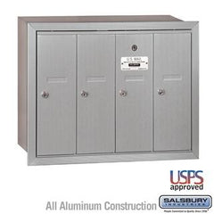 Salsbury 4B Vertical Mailbox - 4 Doors - Recessed Mounted - USPS Access