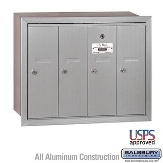 Salsbury 4B Vertical Mailbox - 4 Doors - Recessed Mounted - USPS Access