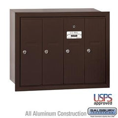 Salsbury 4B Vertical Mailbox - 4 Doors - Recessed Mounted - USPS Access