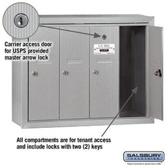 Salsbury 4B Vertical Mailbox - 4 Doors - Surface Mounted - USPS Access