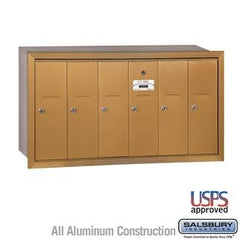 Salsbury 4B Vertical Mailbox - 6 Doors - Recessed Mounted - USPS Access