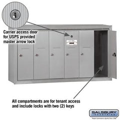 Salsbury 4B Vertical Mailbox - 6 Doors - Surface Mounted - USPS Access