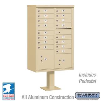 Salsbury Cluster Box Unit (Includes Pedestal) - 16 A Size Doors - Type III - USPS Access