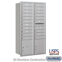 Salsbury Recessed Mounted 4C Horizontal Mailbox - Maximum Height Unit (56 3/4 Inches) - Double Column - 20 MB1 Doors / 2 PL4.5's - Rear Loading - USPS Access