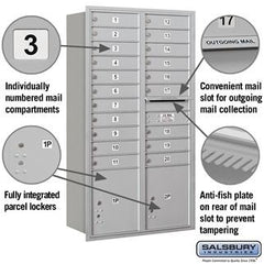 Salsbury Recessed Mounted 4C Horizontal Mailbox - Maximum Height Unit (56 3/4 Inches) - Double Column - 20 MB1 Doors / 2 PL4.5's - Rear Loading - USPS Access