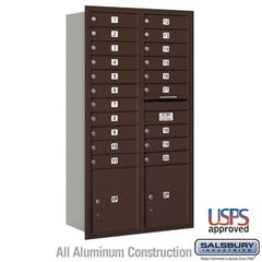 Salsbury Recessed Mounted 4C Horizontal Mailbox - Maximum Height Unit (56 3/4 Inches) - Double Column - 20 MB1 Doors / 2 PL4.5's - Rear Loading - USPS Access