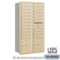 Salsbury Recessed Mounted 4C Horizontal Mailbox - Maximum Height Unit (56 3/4 Inches) - Double Column - 20 MB1 Doors / 2 PL4.5's - Rear Loading - USPS Access