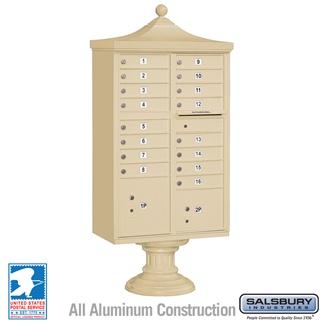 Salsbury Regency Decorative CBU (Includes CBU, Pedestal, CBU Top and Pedestal Cover - Short) - 16 A Size Doors - Type III - USPS Access