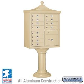 Salsbury Regency Decorative CBU (Includes CBU, Pedestal, CBU Top and Pedestal Cover - Tall) - 12 A Size Doors - Type II - USPS Access